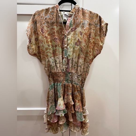 Misa Los Angeles Multicolor Paisley Ruffle smocked Dress XS - Picture 3 of 3